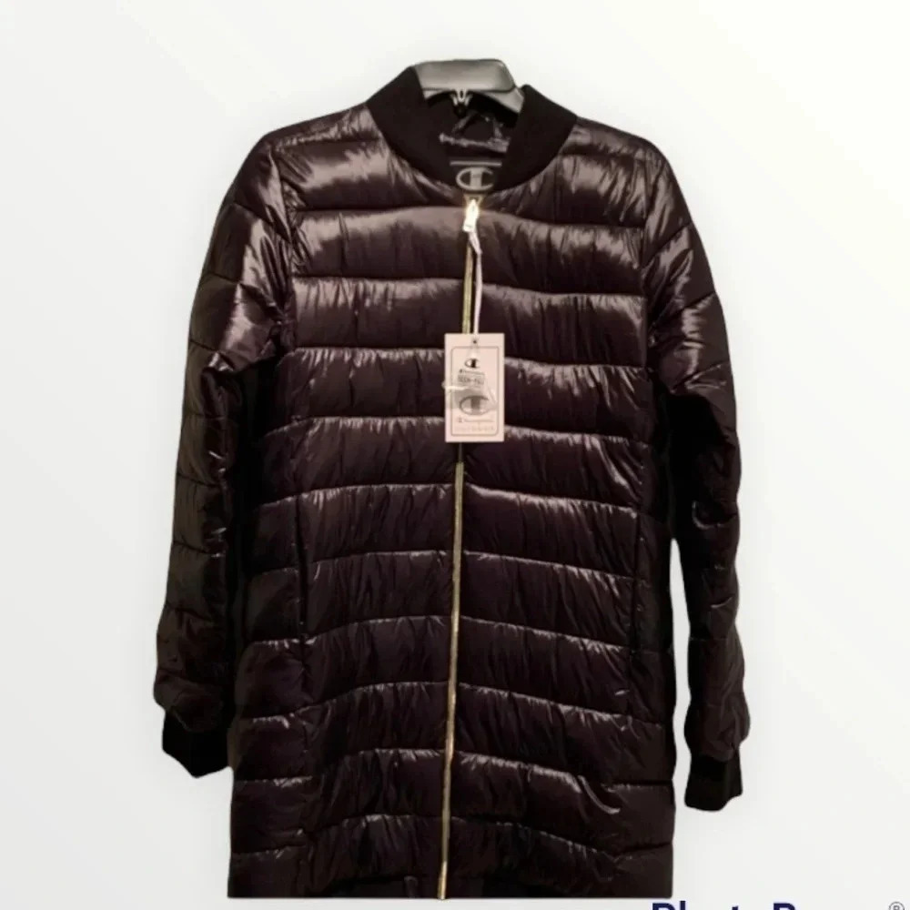 Champion Women’s Outdoor Puffer Coat Tech Fill Black Size L NWT